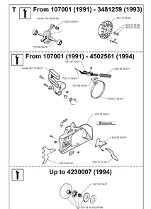 Service Updates Diagram and Parts List for 61 20014000001-20110100000 Husqvarna Chainsaw