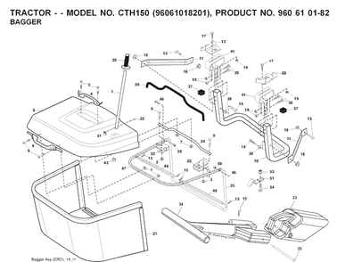 Bagger Diagram and Parts List for CTH150 (96061018201)(2007-05) Husqvarna Lawn Tractor