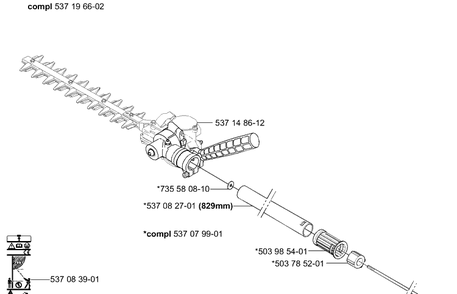 Hedge Attachment Diagram and Parts List for HA850 2004-01 Husqvarna Hedge Trimmer