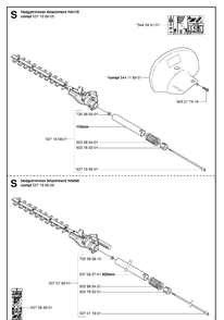 Attachments Diagram and Parts List for HA850 20053600001-20070100000 Husqvarna Hedge Trimmer