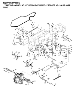 Drive Diagram and Parts List for CTH160II (HECTH1602E)(2001-02) Husqvarna Lawn Tractor
