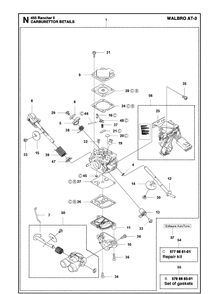 Carburetor Details Diagram and Parts List for 455 (Rancher II)(2012-06) Husqvarna Chainsaw