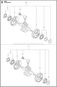 Crankshaft Diagram and Parts List for 562XPG  Husqvarna Chainsaw