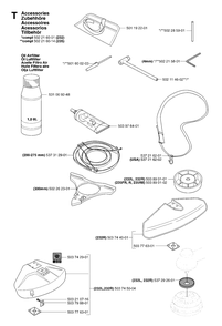 Accessories Diagram and Parts List for 232R 20144900001 & Above Husqvarna Trimmer