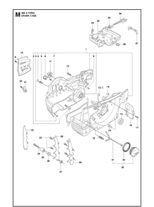 Crankcase Diagram and Parts List for 365 X-TORQ Husqvarna Chainsaw