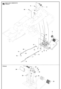 Pedals Diagram and Parts List for RIDER175 (965104901)(2007-01) Husqvarna Lawn Mower