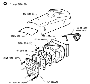 Muffler 2 Diagram and Parts List for 242 19941400001-19981800000 Husqvarna Chainsaw
