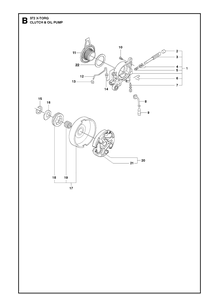 Clutch And Oil Pump 4 Diagram and Parts List for 372XP XPG Husqvarna Chainsaw