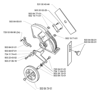 Blade And Guard Assembly Diagram and Parts List for 325E (X-SERIES)(1999-10) Husqvarna Edger
