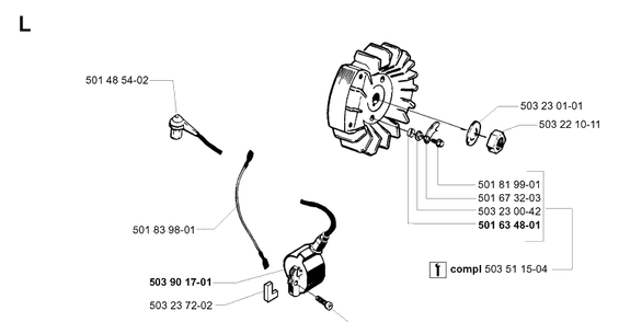 Ignition System Diagram and Parts List for 268K 1999-09 Husqvarna Lawn Tractor Accessories