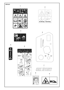 Decals Diagram and Parts List for RC318T 2023 Husqvarna Lawn Tractor