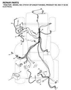 Electrical Diagram and Parts List for CTH151XP (HAUCT15H36D)(2004-09) Husqvarna Lawn Tractor