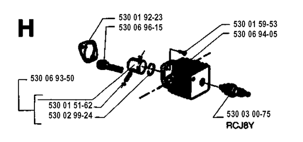 Cylinder Piston Diagram and Parts List for 18H 19953200001-19960900000 Husqvarna Hedge Trimmer