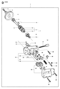 Hydraulic Pump - Motor Diagram and Parts List for K2500 2009-02 Husqvarna Circular Saw