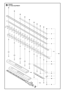 Cutting Equipment Diagram and Parts List for 525IHE3  Husqvarna Trimmer