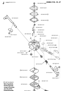 Carburetor Details 2 Diagram and Parts List for 356BF 20044000001-20144899999 Husqvarna Leaf Blower / Vacuum
