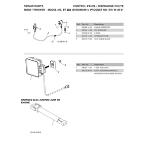 Harness Elec Jumper Light To Engine Diagram and Parts List for 970528602  Husqvarna Snow Blower