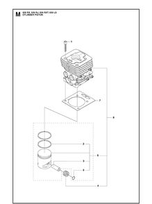 Cylinder Piston Diagram and Parts List for 535RJ  Husqvarna Brush Cutter