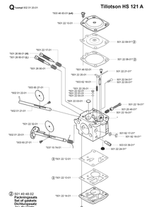 Carburetor Details Diagram and Parts List for 265RX 20012600001-20023100000 Husqvarna Brush Cutter