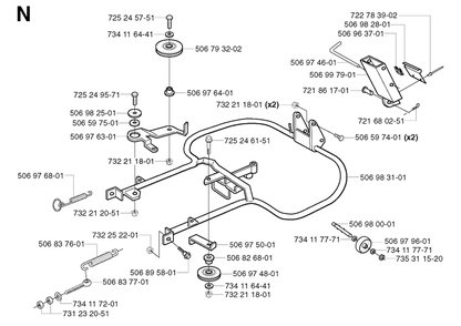 Frame Diagram and Parts List for R11BIO 2003-01 Husqvarna Lawn Tractor