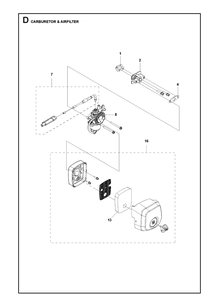 Carburetor And Air Filter Diagram and Parts List for 331RB  Husqvarna Edger