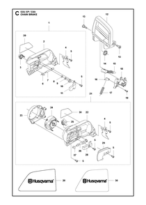 Clutch Diagram and Parts List for 535IXP  Husqvarna Chainsaw