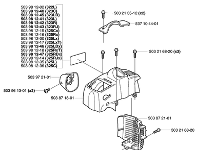 Housing/Covers Diagram and Parts List for 322L 2002-01 Husqvarna Trimmer