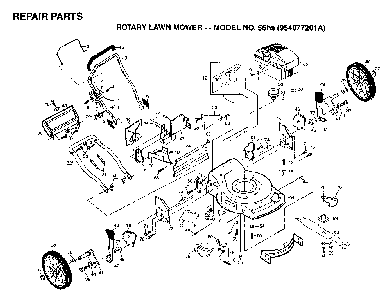 Repair Parts Diagram and Parts List for 56HS (954077201A)(1995-10) Husqvarna Lawn Mower