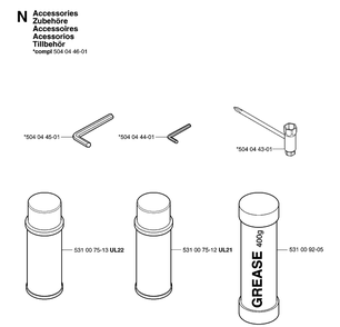Accessories Diagram and Parts List for 123HD60 20070500001-20070900000 Husqvarna Hedge Trimmer