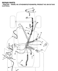Electrical Diagram and Parts List for GTH2548XP-GTH2548XPB 2003-05 Husqvarna Lawn Tractor