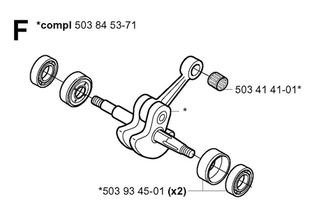 Crankshaft Diagram and Parts List for 335XPT 20011800001-Current Husqvarna Chainsaw