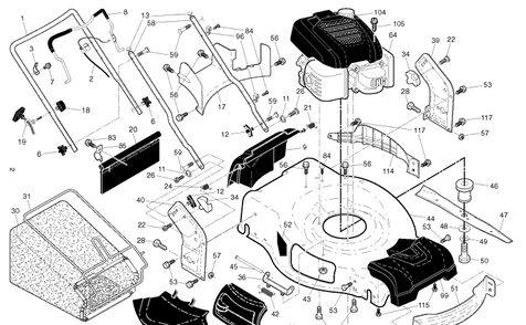 Frame And Engine Diagram and Parts List for HU800AWDH  Husqvarna Lawn Mower