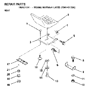 Seat Diagram and Parts List for LR122 (954140105A)(1999-09) Husqvarna Lawn Tractor