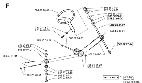 Steering Diagram and Parts List for RIDER850 1998-03 Husqvarna Lawn Mower