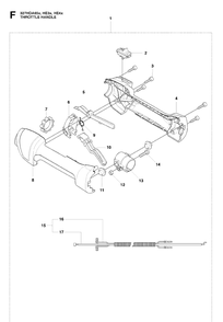 Throttle Controls Diagram and Parts List for 327HE4 X-SERIES Husqvarna Hedge Trimmer