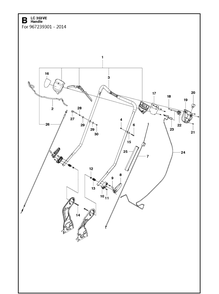 Handle Diagram and Parts List for LC353VE  Husqvarna Lawn Mower