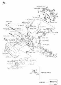 Saw Head Diagram and Parts List for 326P 20042300001-20062700000 Husqvarna Pole Saw