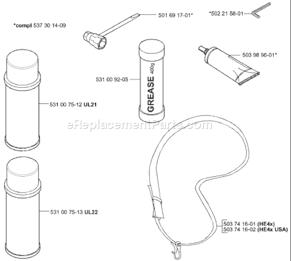 Page A Diagram and Parts List for HA850ATTACHMENT 2004-01 Husqvarna Trimmer