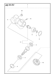 Bevel Gear Diagram and Parts List for 355FRM  Husqvarna Brush Cutter