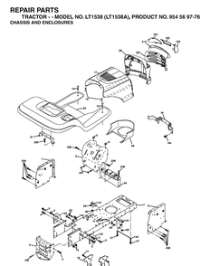 Chassis And Enclosures Diagram and Parts List for LT1538-LT1538A 2002-11 Husqvarna Lawn Tractor