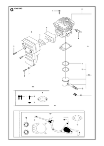 Cylinder, Piston And Muffler Diagram and Parts List for K960RING 2008-03 Husqvarna Circular Saw