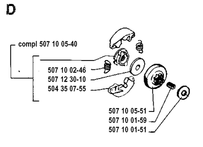Clutch Diagram and Parts List for 35 19902200001 & Above Husqvarna Chainsaw