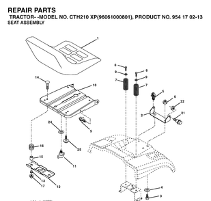 Seat Diagram and Parts List for CTH210XP (96061000801)(2005-04) Husqvarna Lawn Tractor