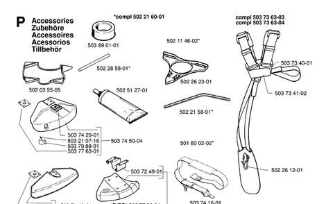 Accessories Diagram and Parts List for 227RD 19993600001-20004000000 Husqvarna Brush Cutter
