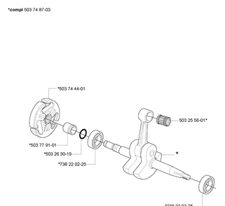 Crankshaft Diagram and Parts List for 365EPA 2007-03 Husqvarna Chainsaw