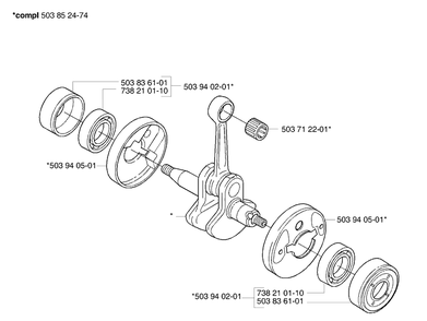 Crankshaft Diagram and Parts List for 323E 2006-04 Husqvarna Edger