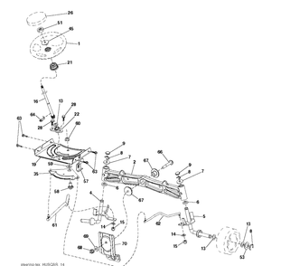 Steering Diagram and Parts List for YTH26V54 (96048001100)(2010 - 12) Husqvarna Lawn Tractor