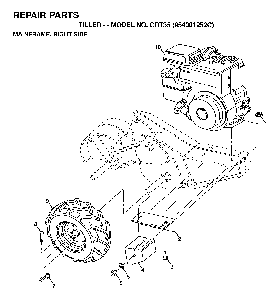 Mainframe, Right Side Diagram and Parts List for CRT35 (954001252C)(1995-10) Husqvarna Tiller
