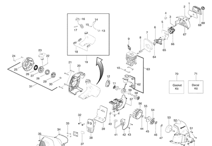 Engine Diagram and Parts List for 128R 2009-05 Husqvarna Brush Cutter