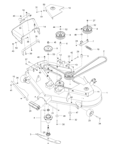Mower Deck / Cutting Deck Diagram and Parts List for MZ52 (96766600100)(2017-02) Husqvarna Lawn Mower